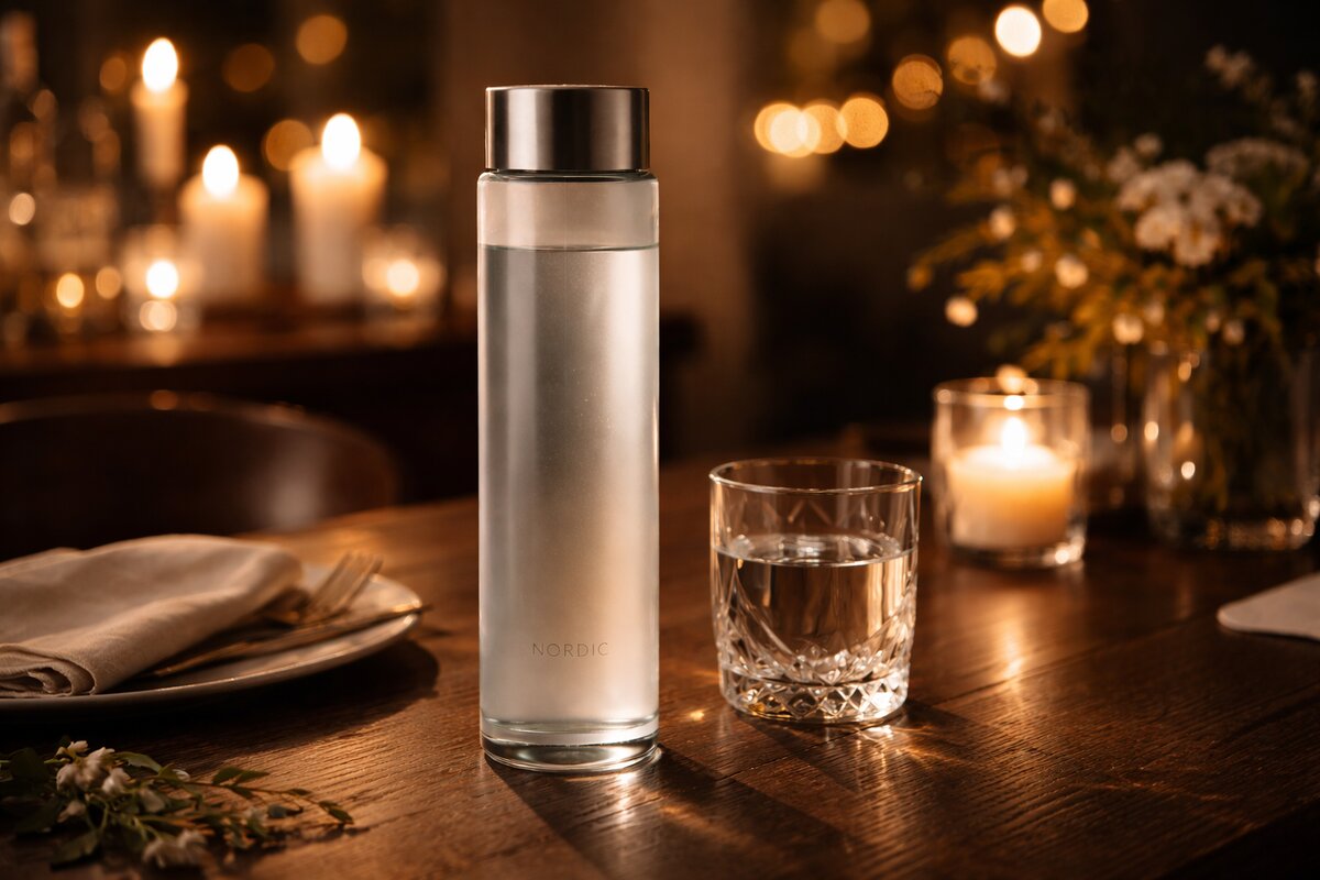 AQUA PREMIÈRE bottle in luxury setting